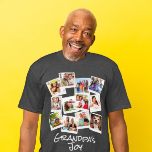 Grandpa's Joy Photo Frame Collage Modern Trendy T-Shirt
