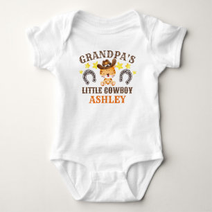 Grandpa's little cowboy personalised name baby bodysuit