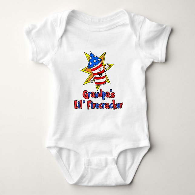 Grandpa's Little Firecracker Baby Bodysuit (Front)