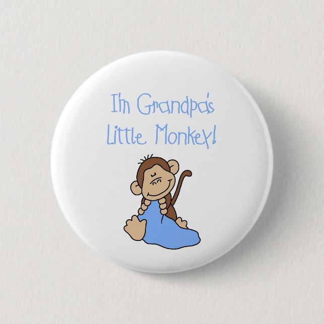Grandpa's Little Monkey - Blue Tshirts and Gifts 6 Cm Round Badge (Front)