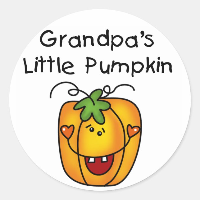 Grandpa's Little Pumpkin Tshirts and Gifts Classic Round Sticker (Front)