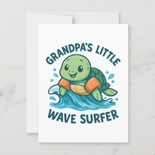 Grandpa's Little Wave Surfer Cute Turtle Postcard