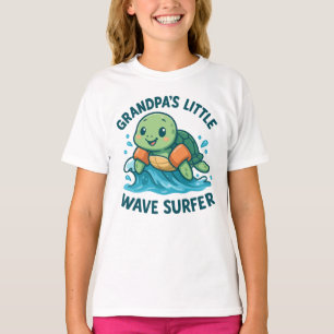 Grandpa's Little Wave Surfer Cute Turtle T-Shirt