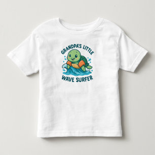 Grandpa's Little Wave Surfer Cute Turtle Toddler T-Shirt