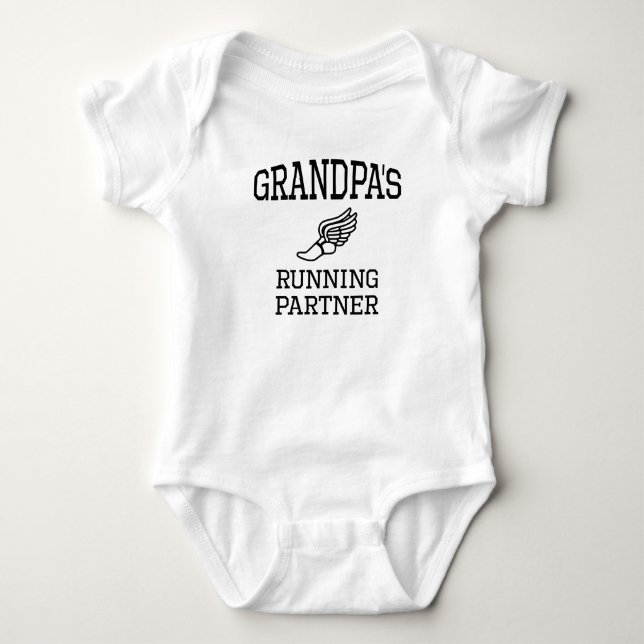 Grandpa's Running Partner Baby Bodysuit (Front)