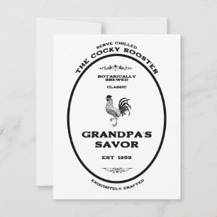Grandpa's Savour Cocky Rooster Vintage Apothecary  Card