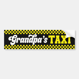Grandpa's Taxi Cab Funny Grandfather Bumper Sticker