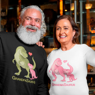 GrandpaSaurus Green T-Rex & Baby Girl Dinosaurs T-Shirt