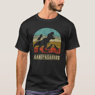 Grandpasaurus Rex Grandpa Dinosaur 3 three Kids Fa T-Shirt