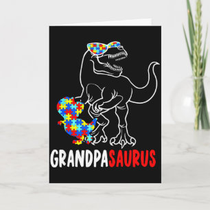 Grandpasaurus T Rex Dinosaur Autism Awareness Gran Card