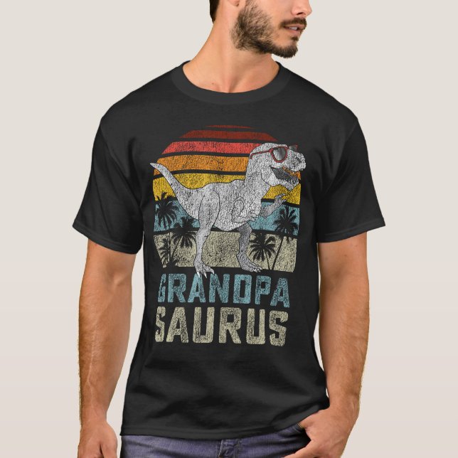 Grandpasaurus T Rex Dinosaur Grandpa Saurus Family T-Shirt (Front)