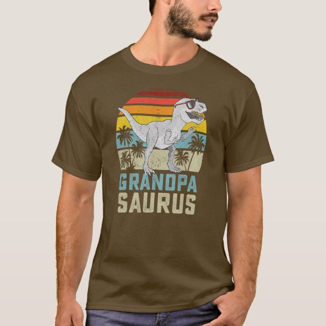 Grandpasaurus T Rex Dinosaur Grandpa Saurus T-Shirt (Front)