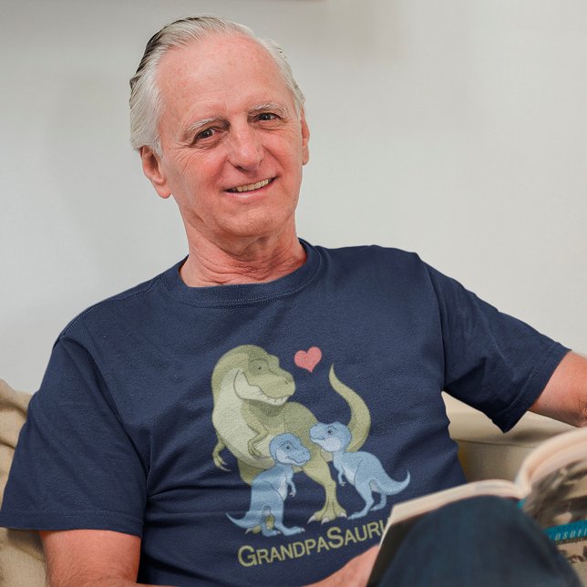 GrandpaSaurus T-Rex & Twin Baby Boy Dinosaurs T-Shirt (Creator Uploaded)