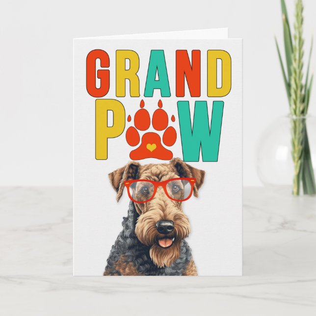 GrandPAW Airedale GrandDOG Grandparents Day Holiday Card (Front)