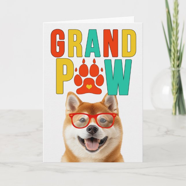 GrandPAW Akita GrandDOG Grandparents Day Holiday Card (Front)