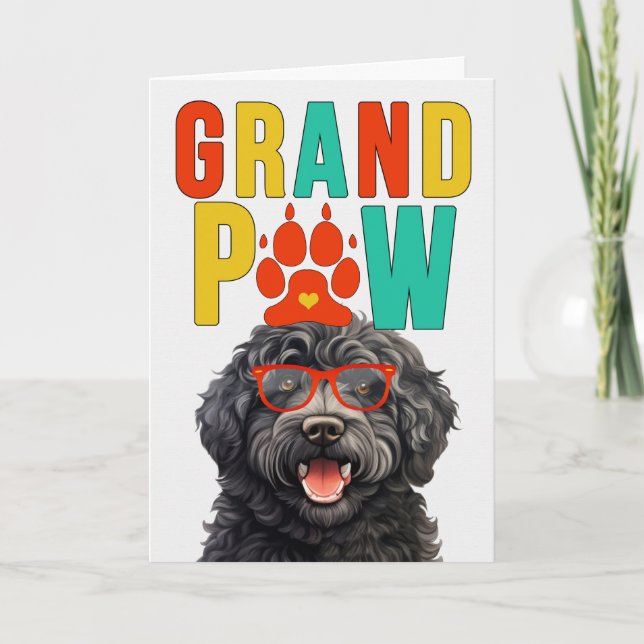 GrandPAW Barbet GrandDOG Grandparents Day Holiday Card (Front)