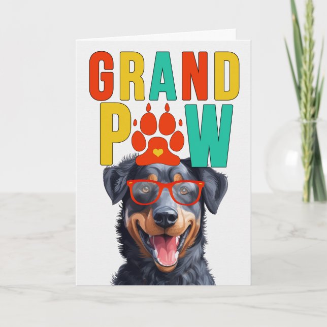 GrandPAW Beauceron GrandDOG Grandparents Day Holiday Card (Front)