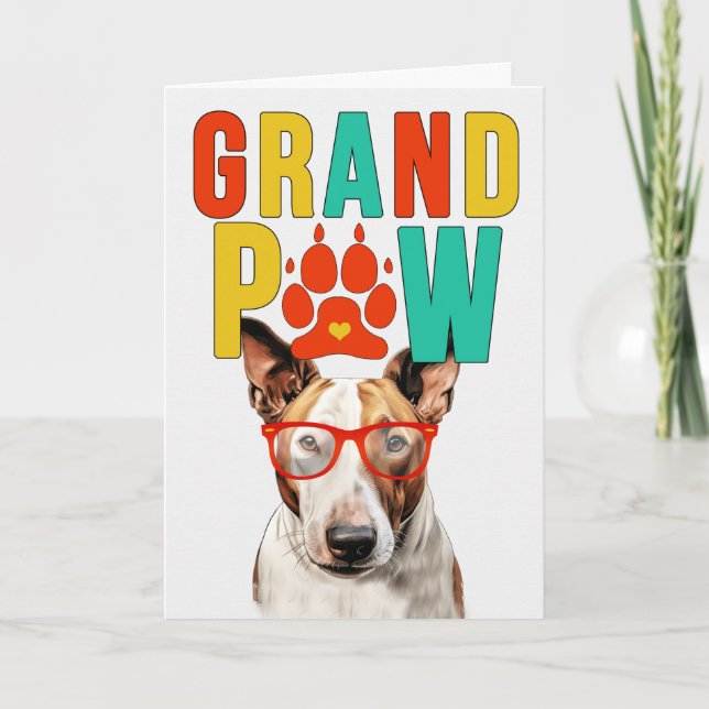 GrandPAW Bull Terrier GrandDOG Grandparents Day Holiday Card (Front)