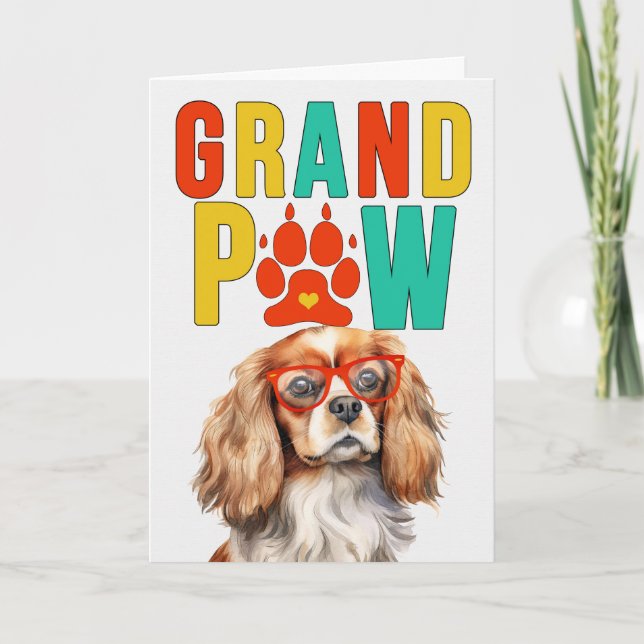 GrandPAW Cavalier King GrandDOG Grandparents Day Holiday Card (Front)