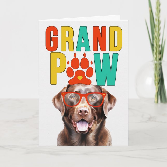 GrandPAW Chocolate Lab GrandDOG Grandparents Day Holiday Card (Front)