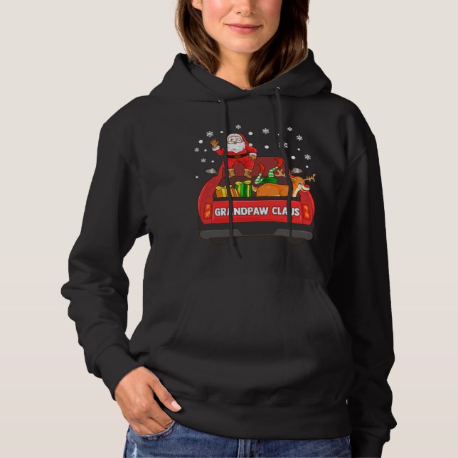 Grandpaw Claus Red Truck Santa Reindeer Elf Hoodie (Front)