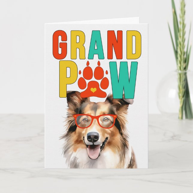 GrandPAW Collie GrandDOG Grandparents Day Holiday Card (Front)