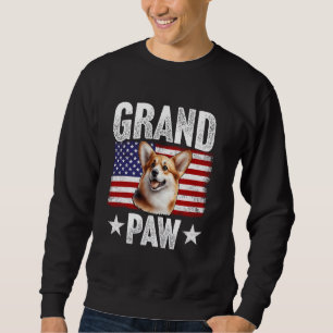 Grandpaw Corgi Grandpa Father's Day USA Flag 4th o Sweatshirt