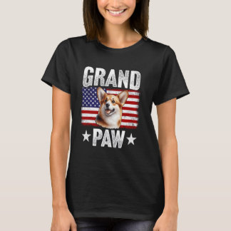 Grandpaw Corgi Grandpa Father's Day USA Flag 4th o T-Shirt