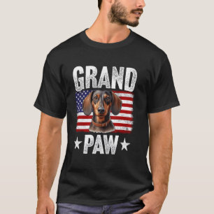 Grandpaw Dachshund Grandpa Father's Day USA Flag 4 T-Shirt