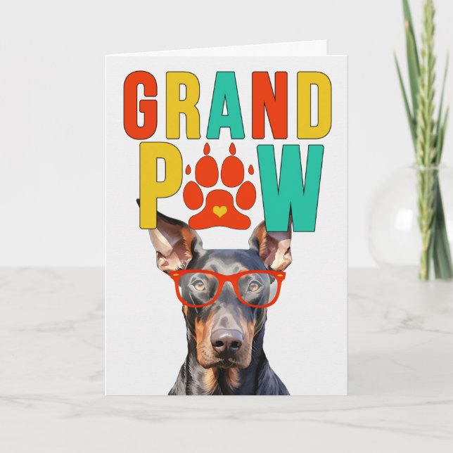 GrandPAW Doberman GrandDOG Grandparents Day Holiday Card (Front)