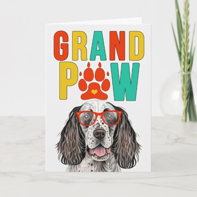 GrandPAW English Setter GrandDOG Grandparents Day Holiday Card (Front)
