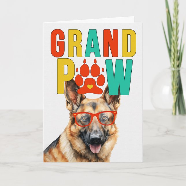 GrandPAW German Shepherd GrandDOG Grandparents Day Holiday Card (Front)