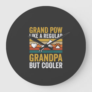Grandpaw Grandpa Dog Lover Retro Large Clock