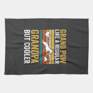 Grandpaw Grandpa Dog Lover Retro Tea Towel