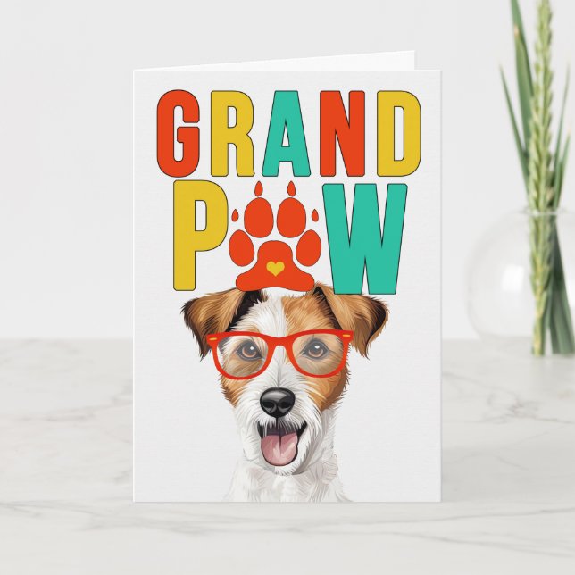 GrandPAW Jack Russell GrandDOG Grandparents Day Holiday Card (Front)