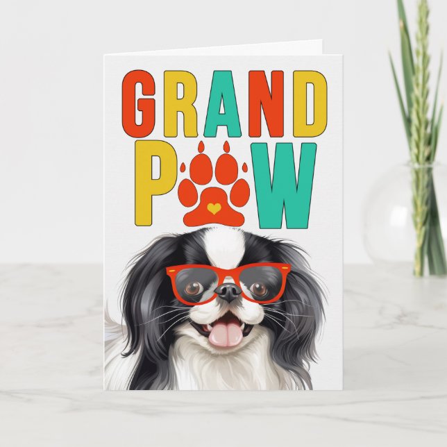 GrandPAW Japanese Chin GrandDOG Grandparents Day Holiday Card (Front)