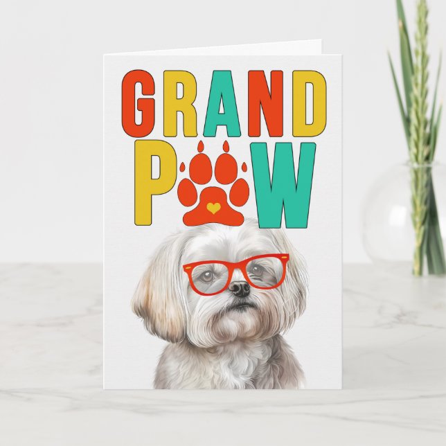GrandPAW Maltese GrandDOG Grandparents Day Holiday Card (Front)