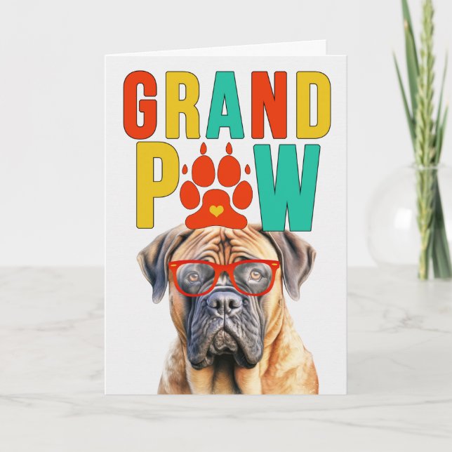 GrandPAW Mastiff GrandDOG Grandparents Day Holiday Card (Front)