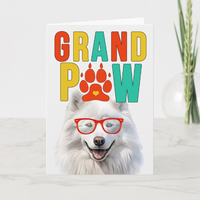 GrandPAW Samoyed GrandDOG Grandparents Day Holiday Card (Front)