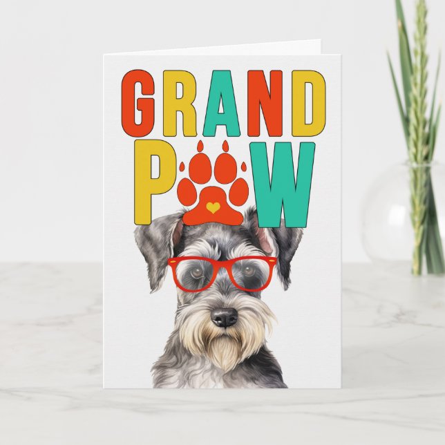 GrandPAW Schnauzer GrandDOG Grandparents Day Holiday Card (Front)