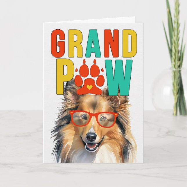 GrandPAW Shetland GrandDOG Grandparents Day Holiday Card (Front)
