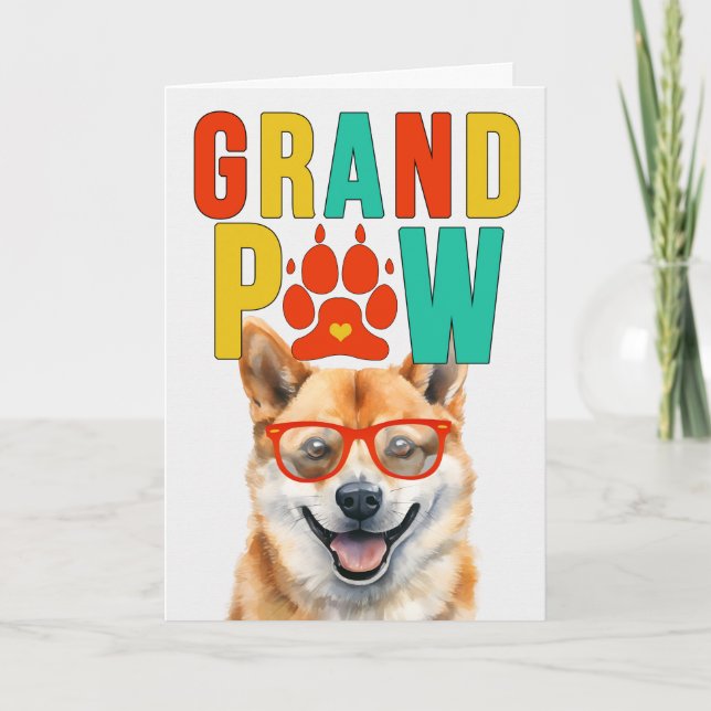 GrandPAW Shiba Inu GrandDOG Grandparents Day Holiday Card (Front)