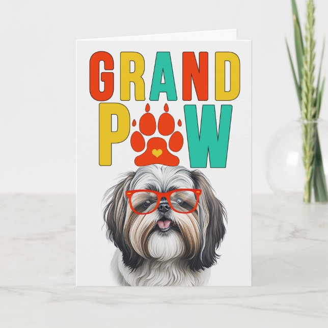 GrandPAW Shih Tzu GrandDOG Grandparents Day Holiday Card (Front)