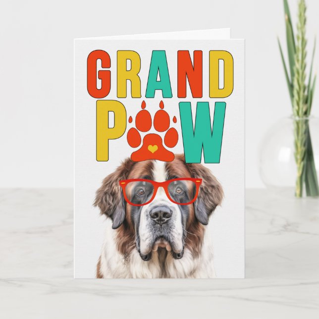 GrandPAW St Bernard GrandDOG Grandparents Day Holiday Card (Front)