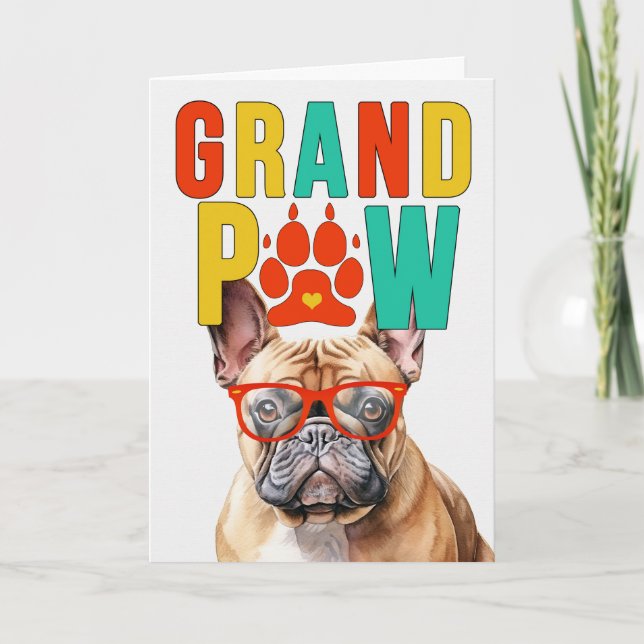 GrandPAW Tan Frenchie GrandDOG Grandparents Day Holiday Card (Front)