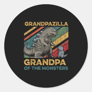 Grandpazilla Grandpa Of Monsters Halloween Christm Classic Round Sticker