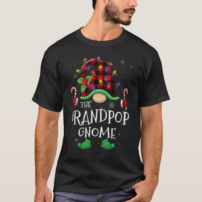 Grandpop Gnome Buffalo Plaid Matching Family Chris T-Shirt (Front)