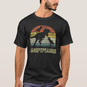 Grandpop saurus T Rex Dinosaur Grandpop 2 kids Fam T-Shirt