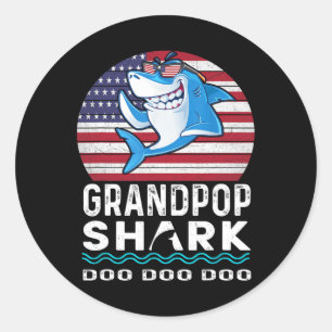 Grandpop Shark Fathers Day Gift From Wife Son Daug Classic Round Sticker