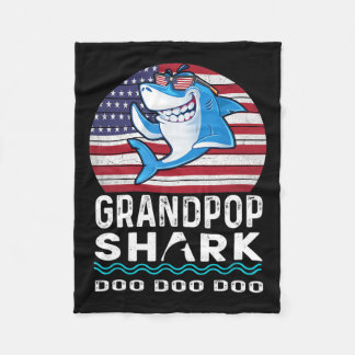 Grandpop Shark Fathers Day Gift From Wife Son Daug Fleece Blanket
